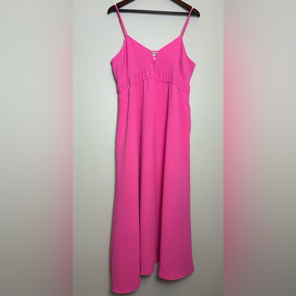 a new day Dresses & Skirts - A New Day Spaghetti Strap Adjustable Slip Dress Large Maxi Barbie Pink Pockets